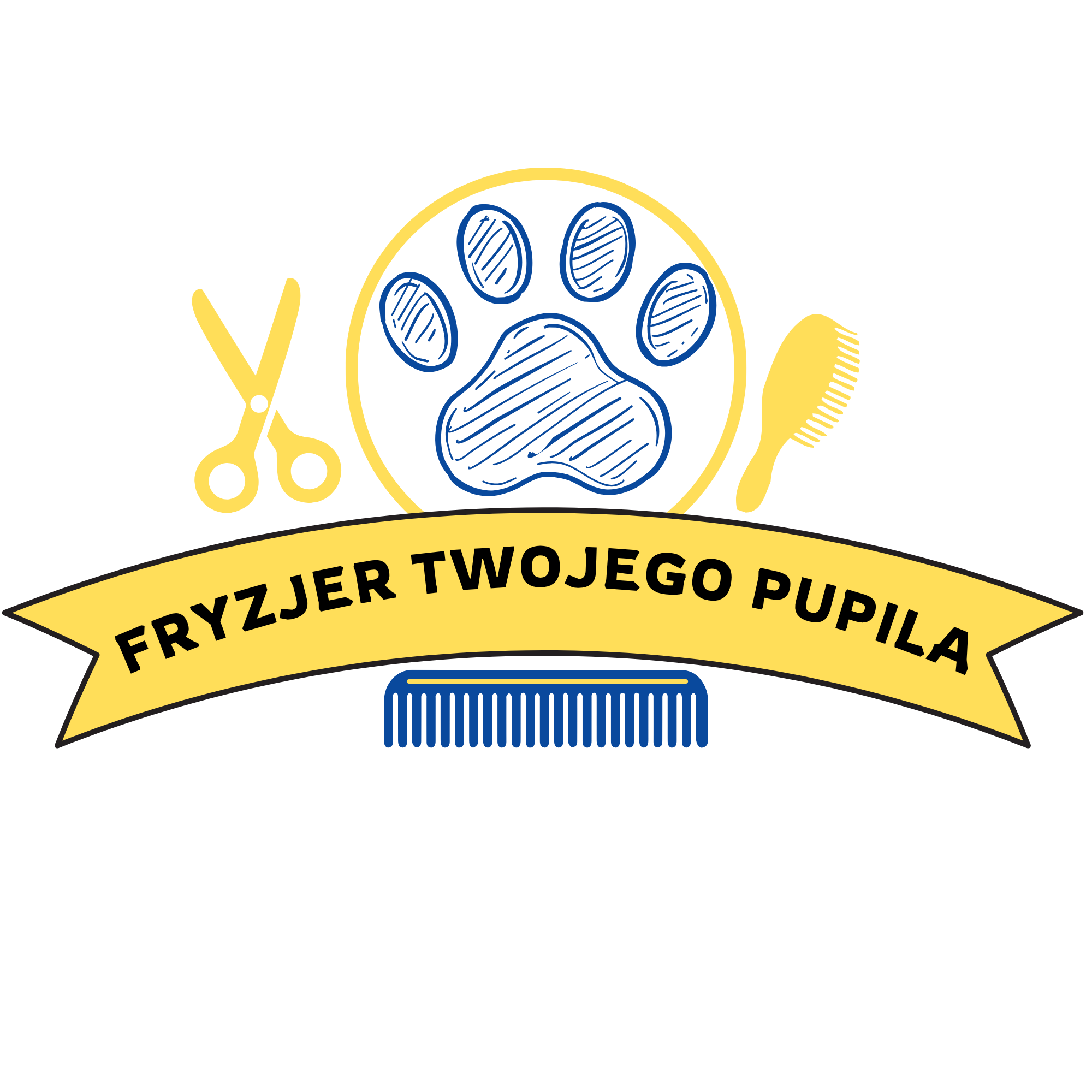 black and white dog illustrative pet grooming logo (1)